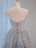 Sweetheart Neck Sequined Tulle Long Prom Dress Birthday Dress Graduation Prom Dress HZ1024