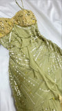 Bodycon Dress Beautiful Spaghetti Straps Chiffon Sequin Long Prom Dress Evening Dress HZ1024