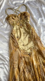 Vintage Floral Satin Applique Spaghetti Straps Chiffon Prom Dresses Party Dresses HZ1024