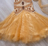 Yellow Mermaid Tulle Chiffon Long Prom Dress Pretty Birthday Dress HZ1024