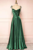 Strap A-Line Satin Simple Long Prom Dress Bridesmaid Dress HZ1024
