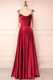 Strap A-Line Satin Simple Long Prom Dress Bridesmaid Dress HZ1024