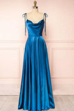 Strap A-Line Satin Simple Long Prom Dress Bridesmaid Dress HZ1024