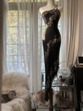 Light Green Simple Bodycon Party Dresses Elegant One Shoulder Chiffon Applique Beaded Prom Dress HZ1024