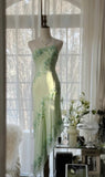 Light Green Simple Bodycon Party Dresses Elegant One Shoulder Chiffon Applique Beaded Prom Dress HZ1024