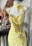 Yellow Mermaid Formal Dresses Halter Sequin Diamond Long Prom Dress Birthday Party Outfit HZ1024
