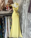 Yellow Mermaid Formal Dresses Halter Sequin Diamond Long Prom Dress Birthday Party Outfit HZ1024