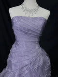 Purple Mermaid Strapless Tulle Layered Long Prom Dress Formal Evening Dress HZ1024