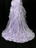 Purple Mermaid Strapless Tulle Layered Long Prom Dress Formal Evening Dress HZ1024