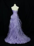 Purple Mermaid Strapless Tulle Layered Long Prom Dress Formal Evening Dress HZ1024