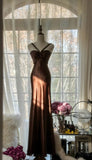 Chocolate Mermaid Sweetheart Neck Satin Long Prom Dress Elegant Evening Gown HZ1024