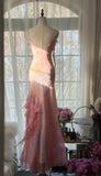 Pink Spaghetti Strap Mermaid Party Dresses Fairytale Chiffon Beaded Long Prom Dresses HZ1024