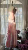 Pink Spaghetti Strap Mermaid Party Dresses Fairytale Chiffon Beaded Long Prom Dresses HZ1024