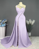 Pink Long One Shoulder Sleeveless Prom Dress Long Slit Online HZ1024