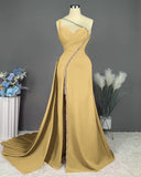 Pink Long One Shoulder Sleeveless Prom Dress Long Slit Online HZ1024