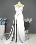 Pink Long One Shoulder Sleeveless Prom Dress Long Slit Online HZ1024
