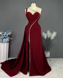 Pink Long One Shoulder Sleeveless Prom Dress Long Slit Online HZ1024