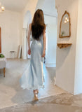 Blue Bodycon Dress Spaghetti Strap Chiffon Long Prom Dress Graduation Prom Dress HZ1024