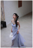 A-Line Strapless Chiffon Pleated Long Prom Dress Chic Lace Graduation Prom Dress HZ1024