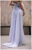 A-Line Strapless Chiffon Pleated Long Prom Dress Chic Lace Graduation Prom Dress HZ1024
