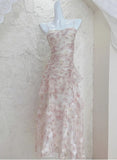 Floral Dress Suspender Chiffon Long Dress HZ1024