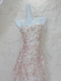 Floral Dress Suspender Chiffon Long Dress HZ1024