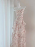 Floral Dress Suspender Chiffon Long Dress HZ1024