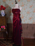 Simple Bodycon Dress Spaghetti Strap Chiffon Long Prom Dress Applique Graduation Prom Dress HZ1024