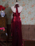 Simple Bodycon Dress Spaghetti Strap Chiffon Long Prom Dress Applique Graduation Prom Dress HZ1024