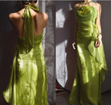 Simple Bodycon Dress Spaghetti Strap Chiffon Long Prom Dress Applique Graduation Prom Dress HZ1024