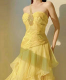 A-Line One Shoulder Chiffon Long Prom Dress Sweet Layered Birthday Dress HZ1024