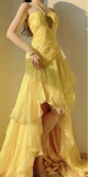 A-Line One Shoulder Chiffon Long Prom Dress Sweet Layered Birthday Dress HZ1024