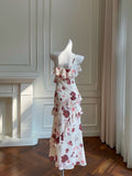ruffled halter dress with floral print HZ1024