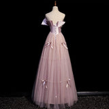 A-Line Strapless Satin Tulle Long Prom Dress Graduation Prom Birthday Dress HZ1024