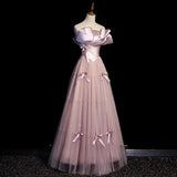 A-Line Strapless Satin Tulle Long Prom Dress Graduation Prom Birthday Dress HZ1024