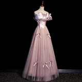 A-Line Strapless Satin Tulle Long Prom Dress Graduation Prom Birthday Dress HZ1024
