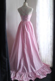 Spaghetti Strap Satin Long Bridesmaid Dress Birthday Quinceanera Dress Prom Dress HZ1024