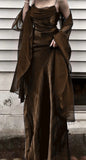 Dark Green Prom Dress Spaghetti Strap Chiffon Evening Gown with Shawl HZ1024