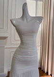 Bodycon Dress Strapless Chiffon Long Prom Dress Simple Evening Dress HZ1024