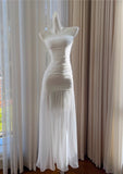 Bodycon Dress Strapless Chiffon Long Prom Dress Simple Evening Dress HZ1024