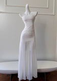 Bodycon Dress Strapless Chiffon Long Prom Dress Simple Evening Dress HZ1024