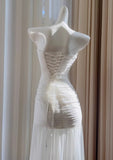 Bodycon Dress Strapless Chiffon Long Prom Dress Simple Evening Dress HZ1024
