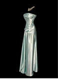 Bodycon Dress Strapless Satin Long Prom Dress Simple Evening Dress HZ1024