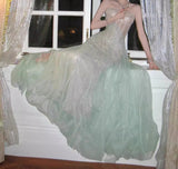 A-Line Sequined Tulle Strapless Long Prom Dress Adult Ceremony Prom Dress HZ1024