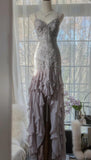 Purple Spaghetti Strap Appliques Bodycon Open Back Evening Dresses Chiffon Sequin Long Prom Dresses HZ1024