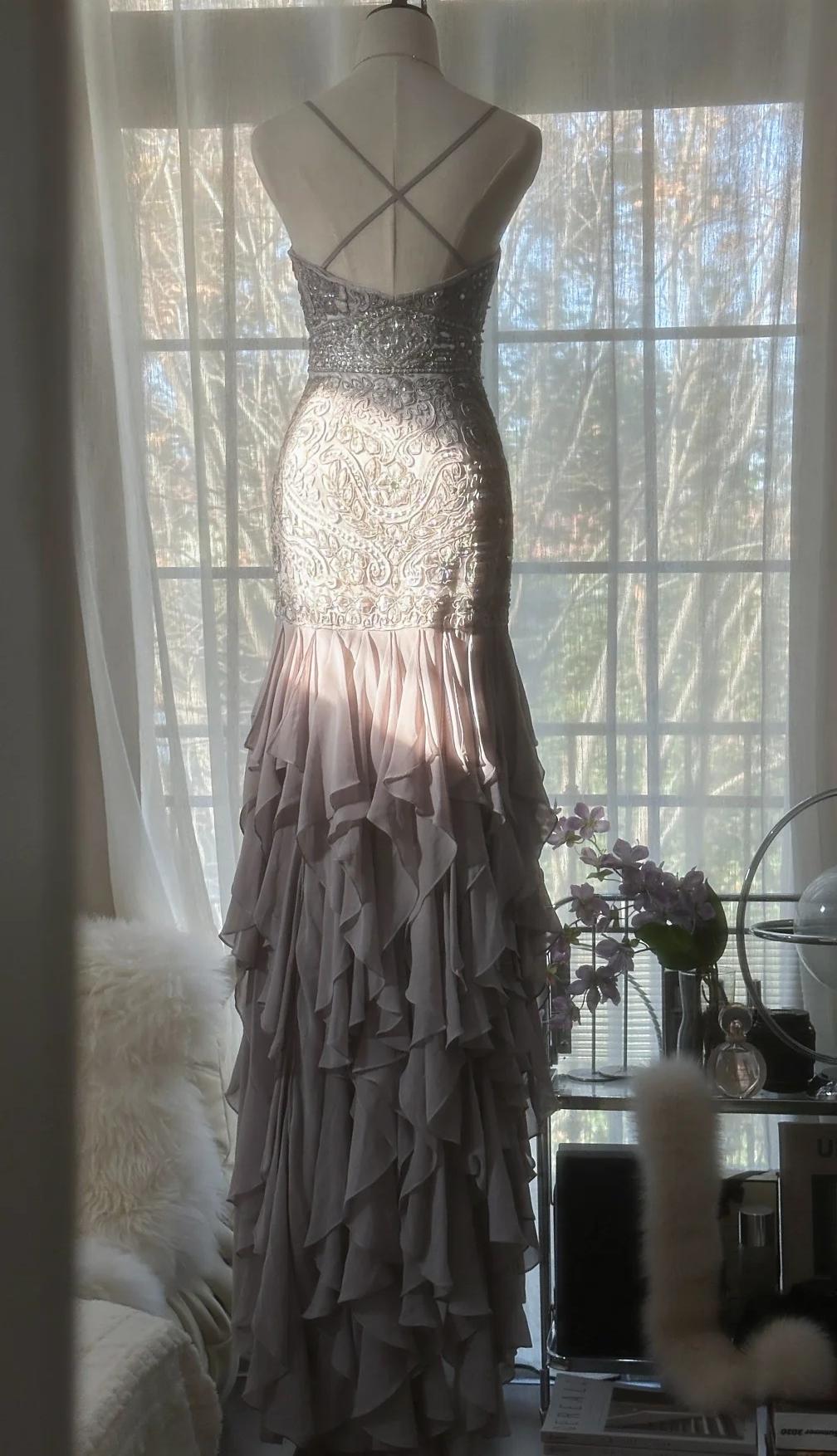 Purple Spaghetti Strap Appliques Bodycon Open Back Evening Dresses Chiffon Sequin Long Prom Dresses HZ1024