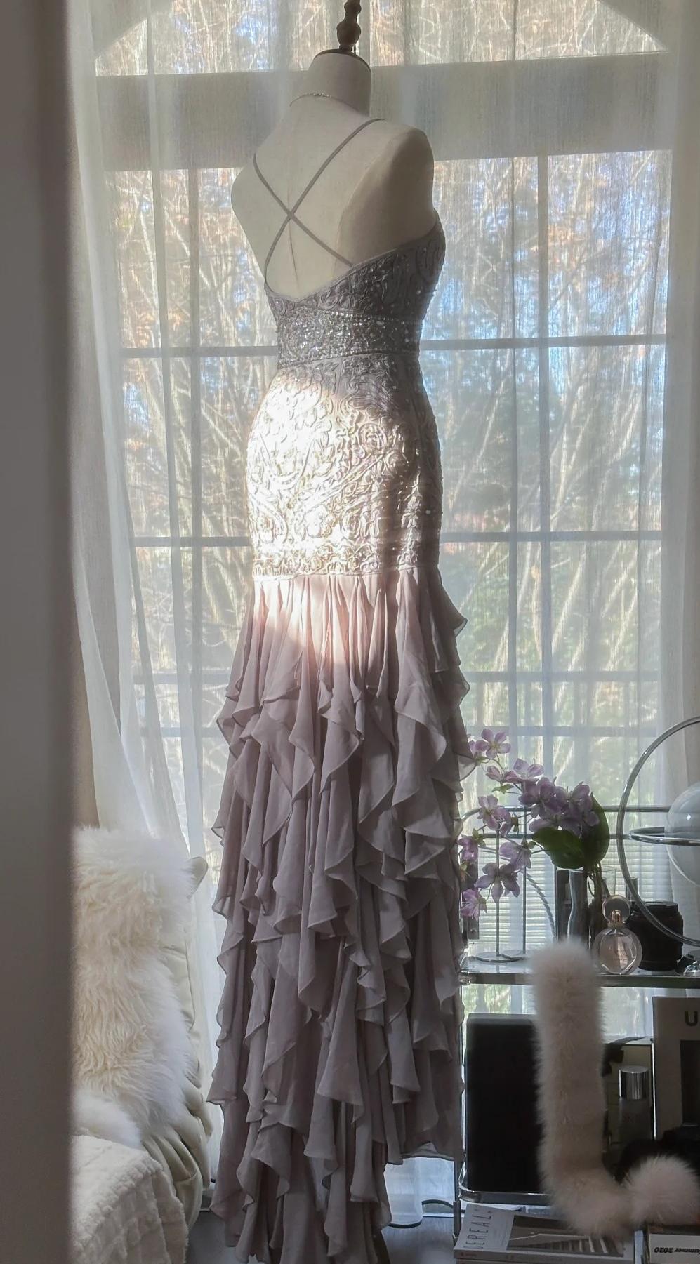 Purple Spaghetti Strap Appliques Bodycon Open Back Evening Dresses Chiffon Sequin Long Prom Dresses HZ1024