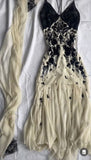 Spaghetti Strap Chiffon Applique Long Prom Dresses Temperament Party Dresses HZ1024