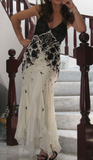 Spaghetti Strap Chiffon Applique Long Prom Dresses Temperament Party Dresses HZ1024
