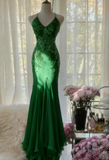Spaghetti Strap Chiffon Applique Long Prom Dresses Temperament Party Dresses HZ1024